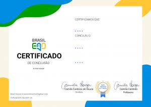 Frente do Certificado Professora Camila Cardoso