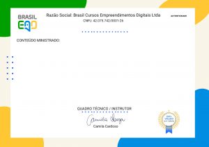 Verso do Certificado Professora Camila Cardoso