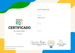 Frente do Certificado Professora Patricia Lupatini