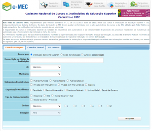 Consulta no E-MEC